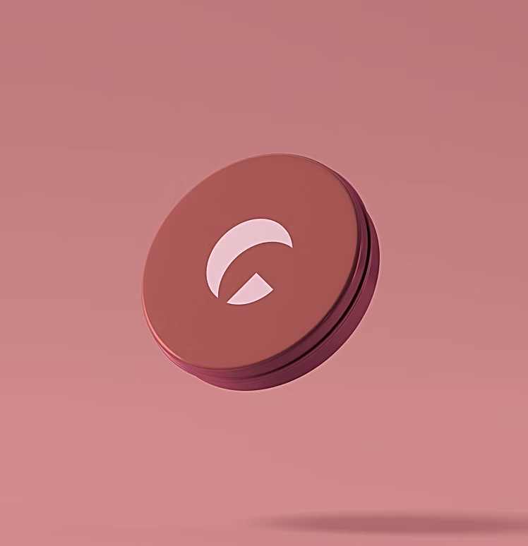 Gabriella's cream compact with the moon logo