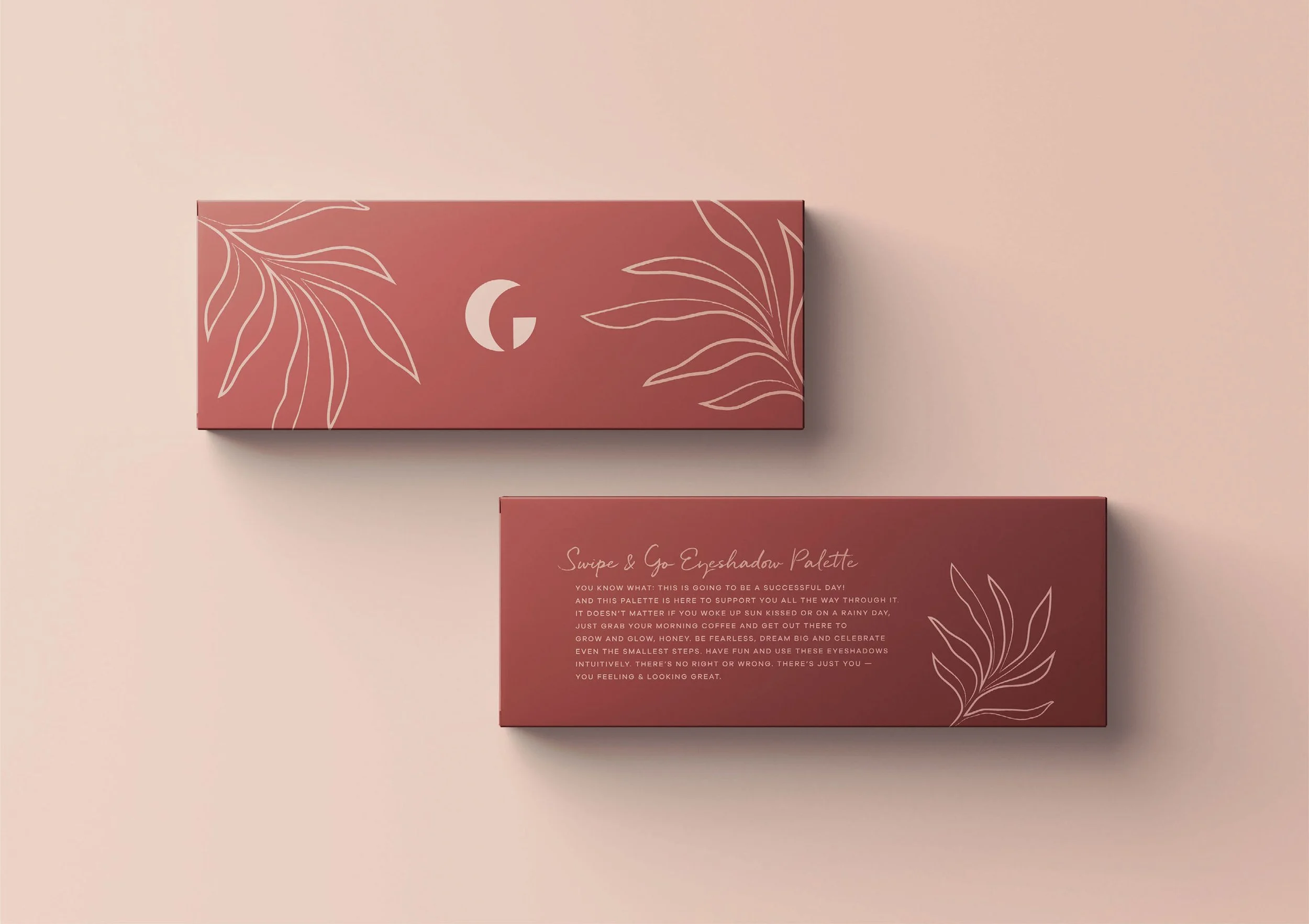 Gabriella's eyeshadow palette packaging, front and back