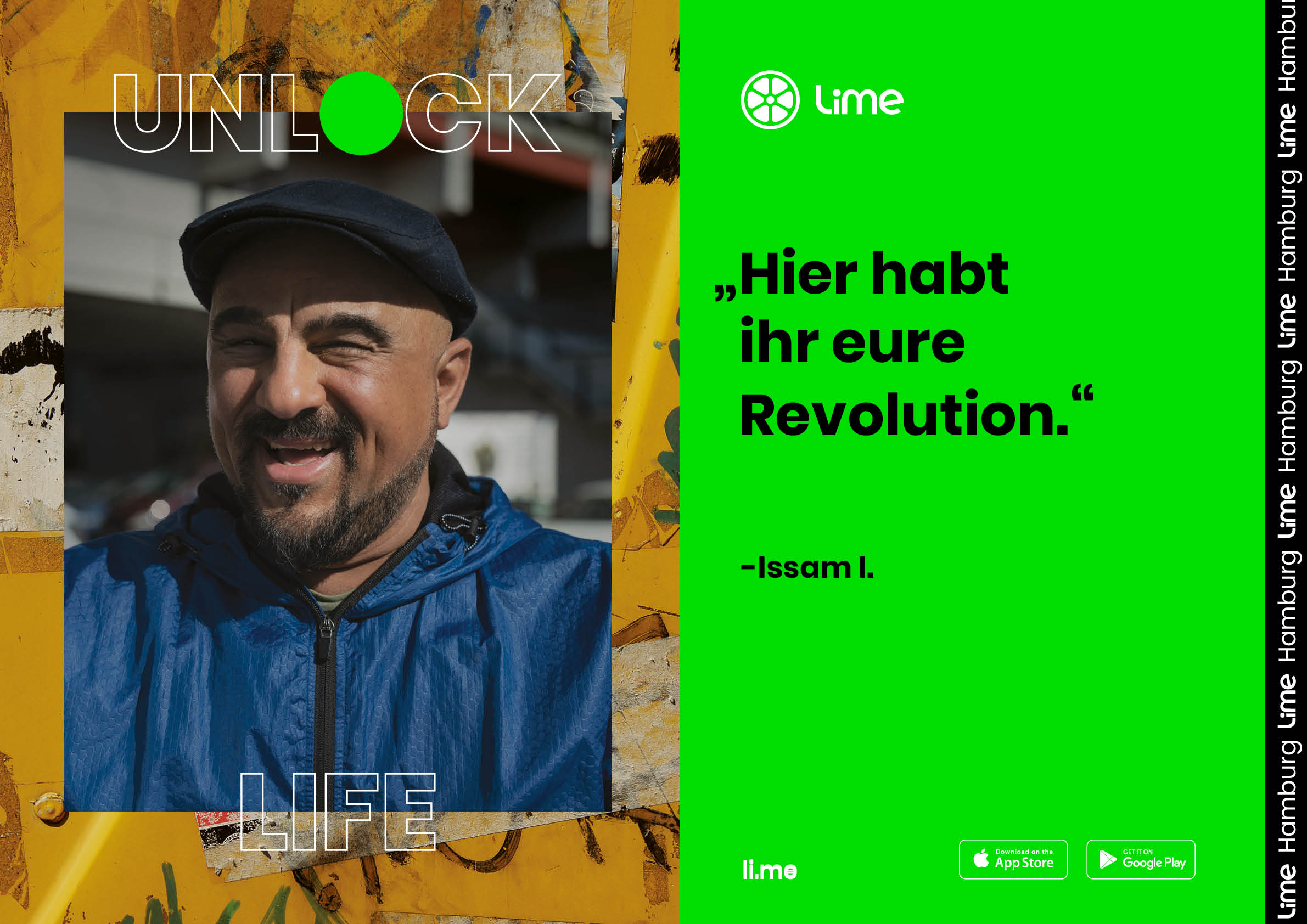 Unlock Life poster: 'Hier habt ihr eure Revolution.' — Issam I.