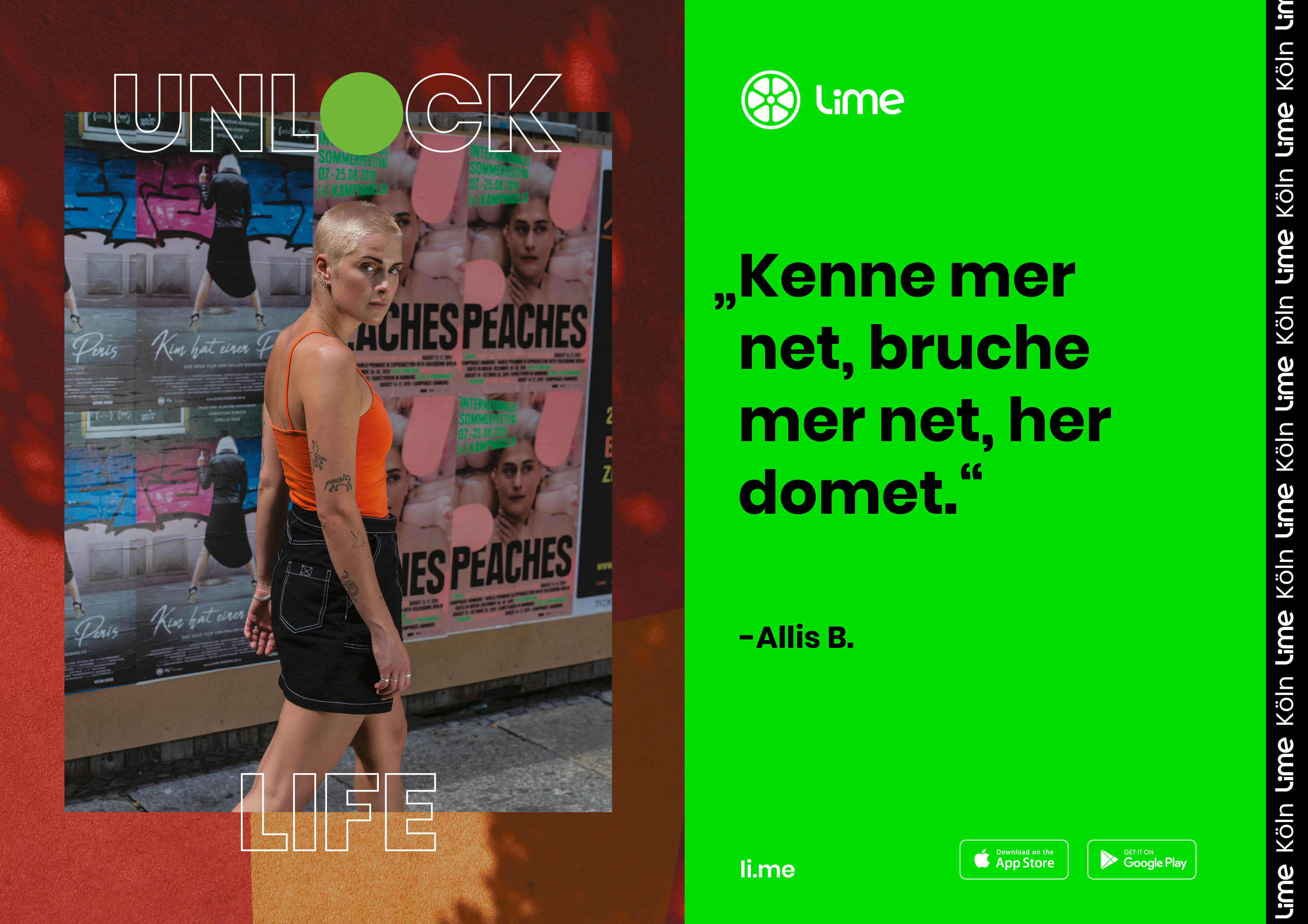 Unlock Life poster: 'Kenne mer net, bruche mer net, her domet.' — Allis B.