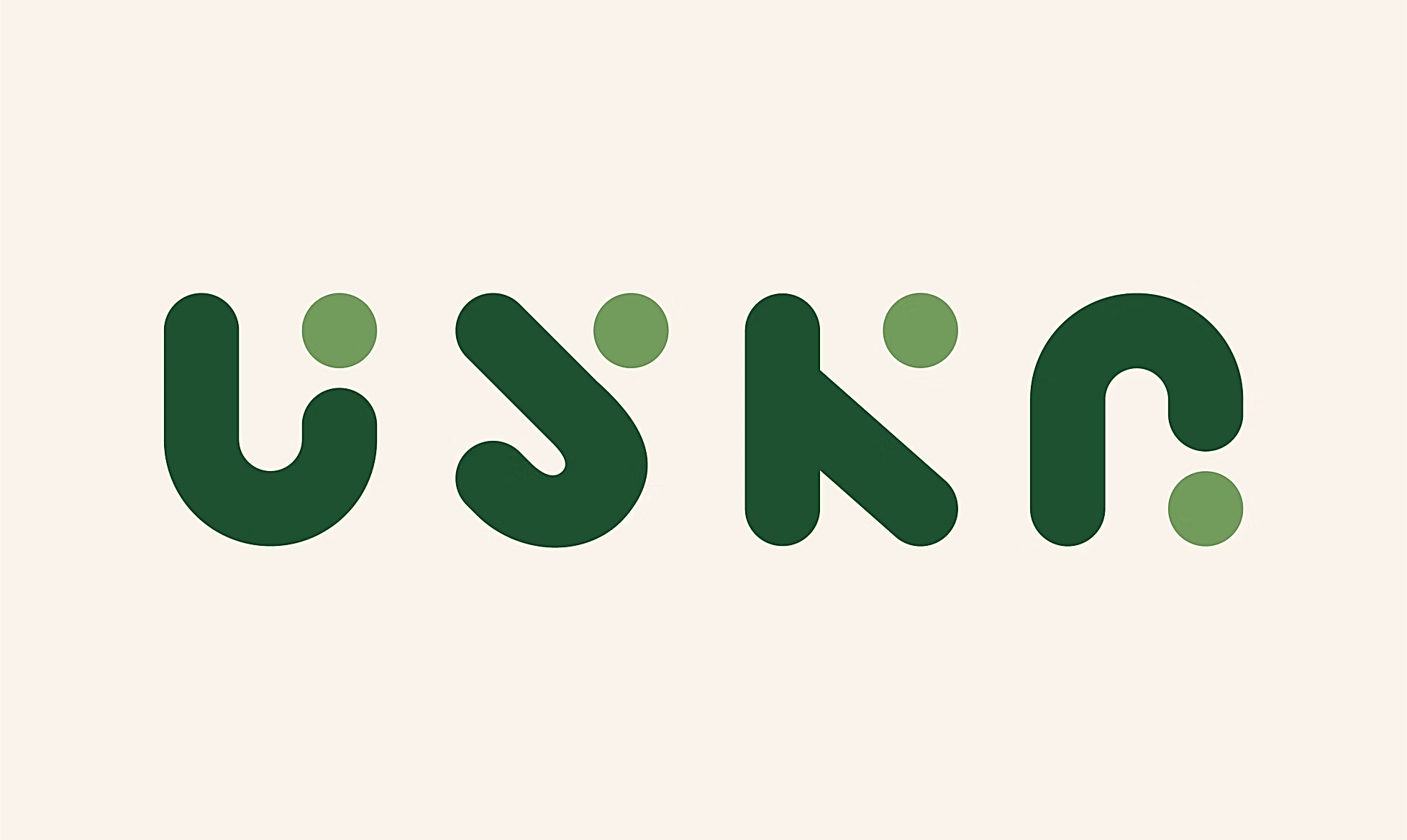 The Uska logo mark in dark green on a cream background