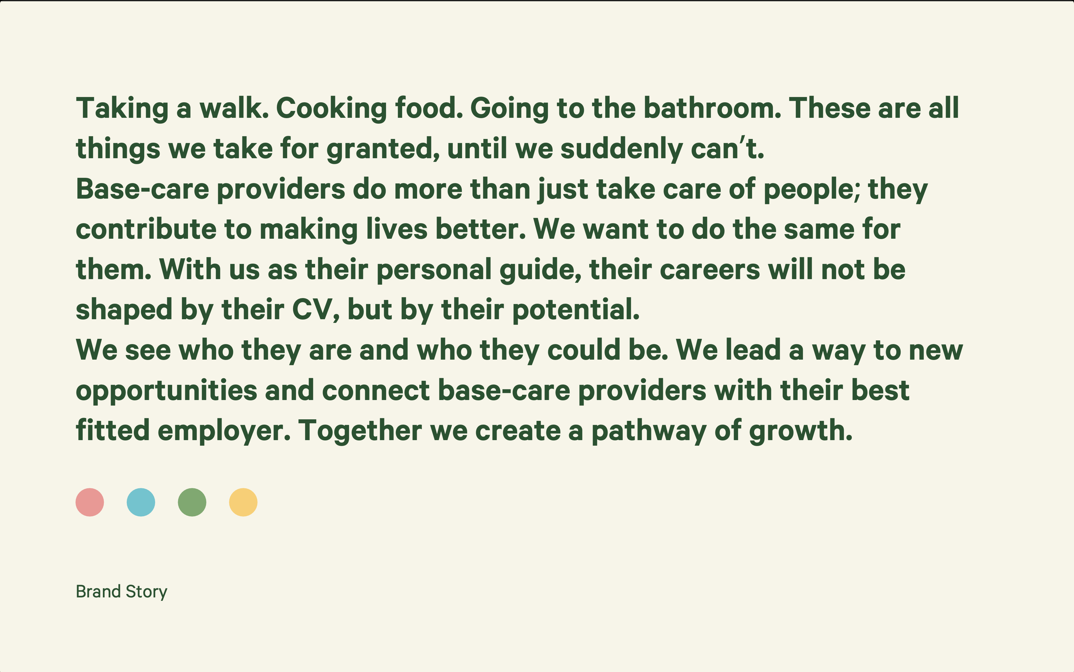 Brand story text describing Uska's mission to guide care providers toward new opportunities
