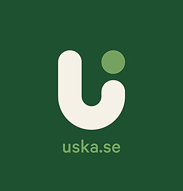 The Uska logo and uska.se wordmark on a dark green background
