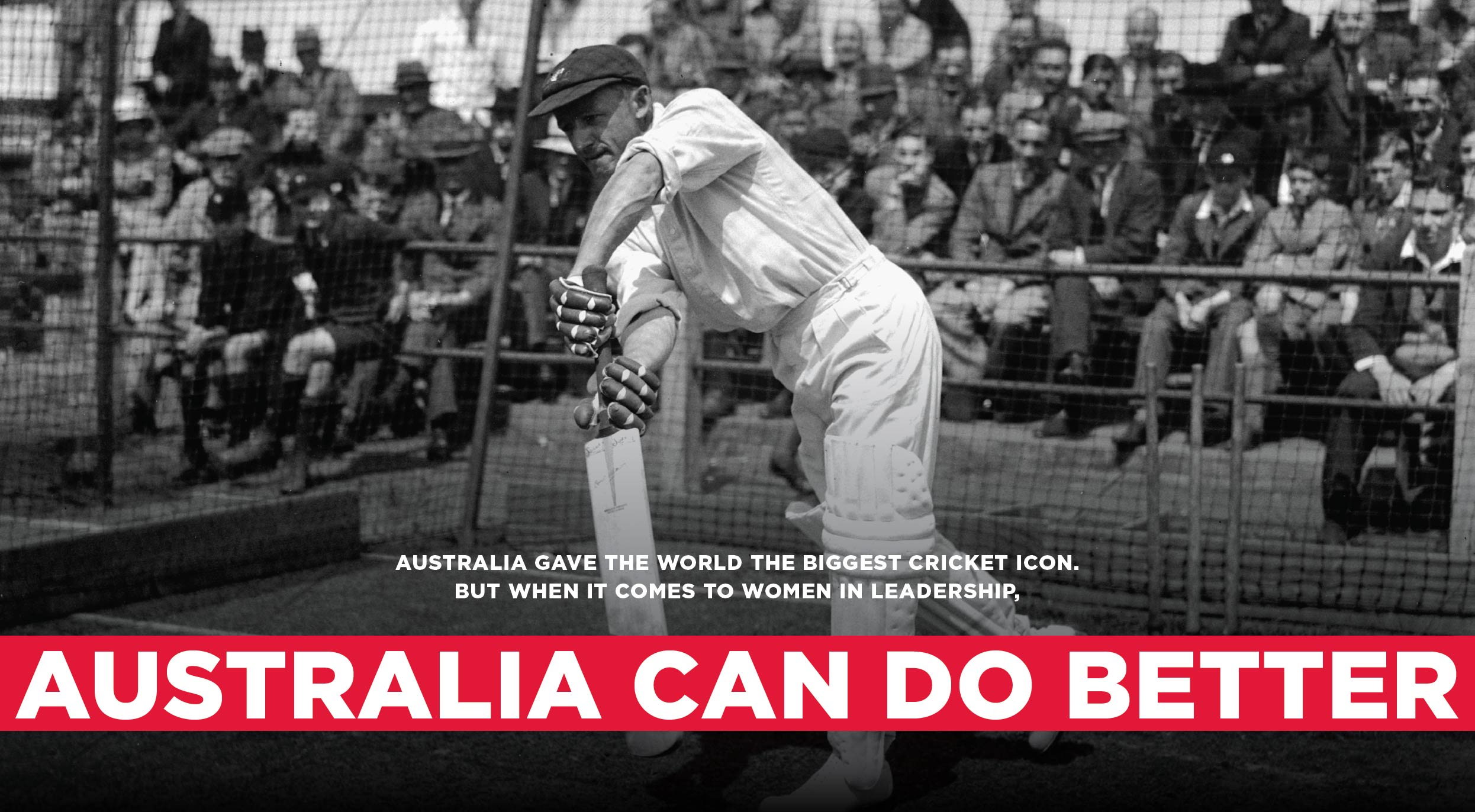 Archive photo of a cricketer at bat: 'Australia gave the world the biggest cricket icon. But when it comes to women in leadership, Australia can do better'