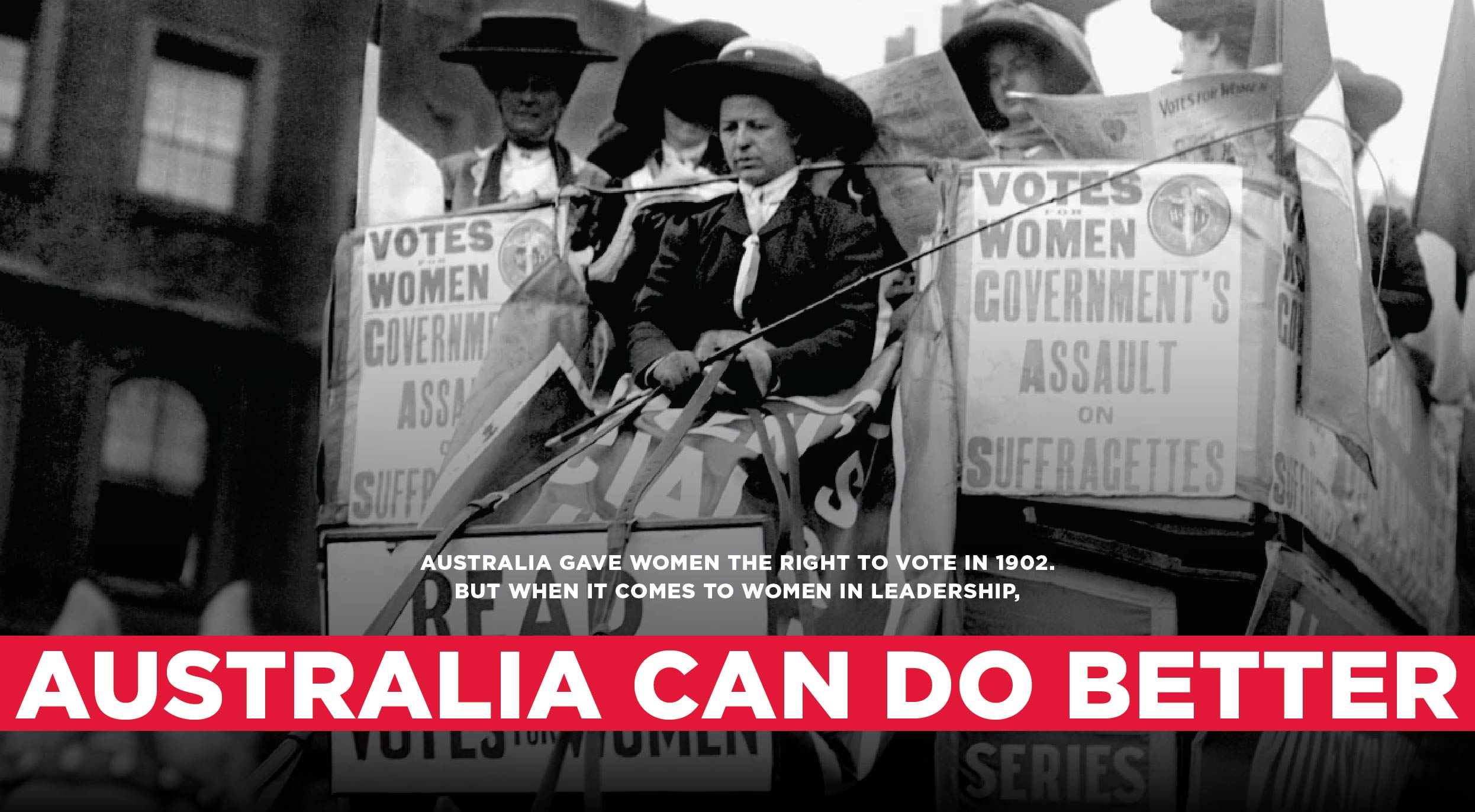 Archive photo of suffragettes: 'Australia gave women the right to vote in 1902. But when it comes to women in leadership, Australia can do better'
